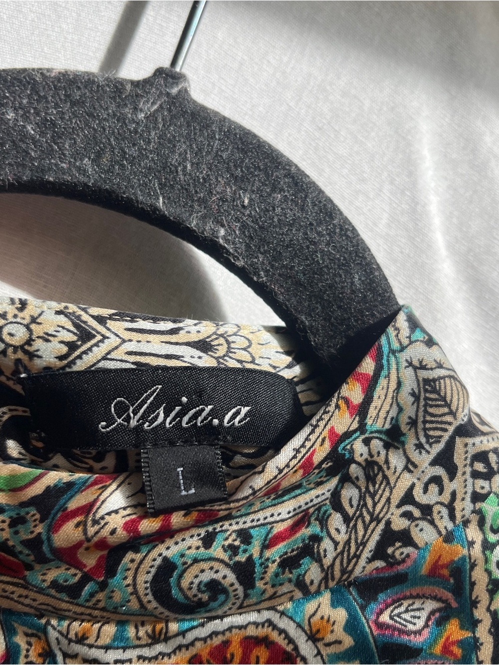 Asia.a 100% Silk Mandarin Collar Paisley Mini Dress Cheongsam Style S - Picture 5 of 10